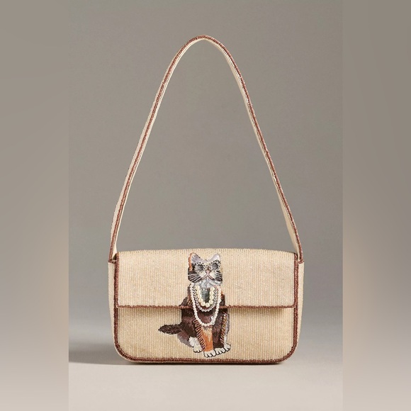Anthropologie The Fiona Beaded Bag: Animal Edition Sassy Cat - Picture 1 of 8